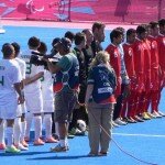 Brazil and Iran line-up for their respective national anthems